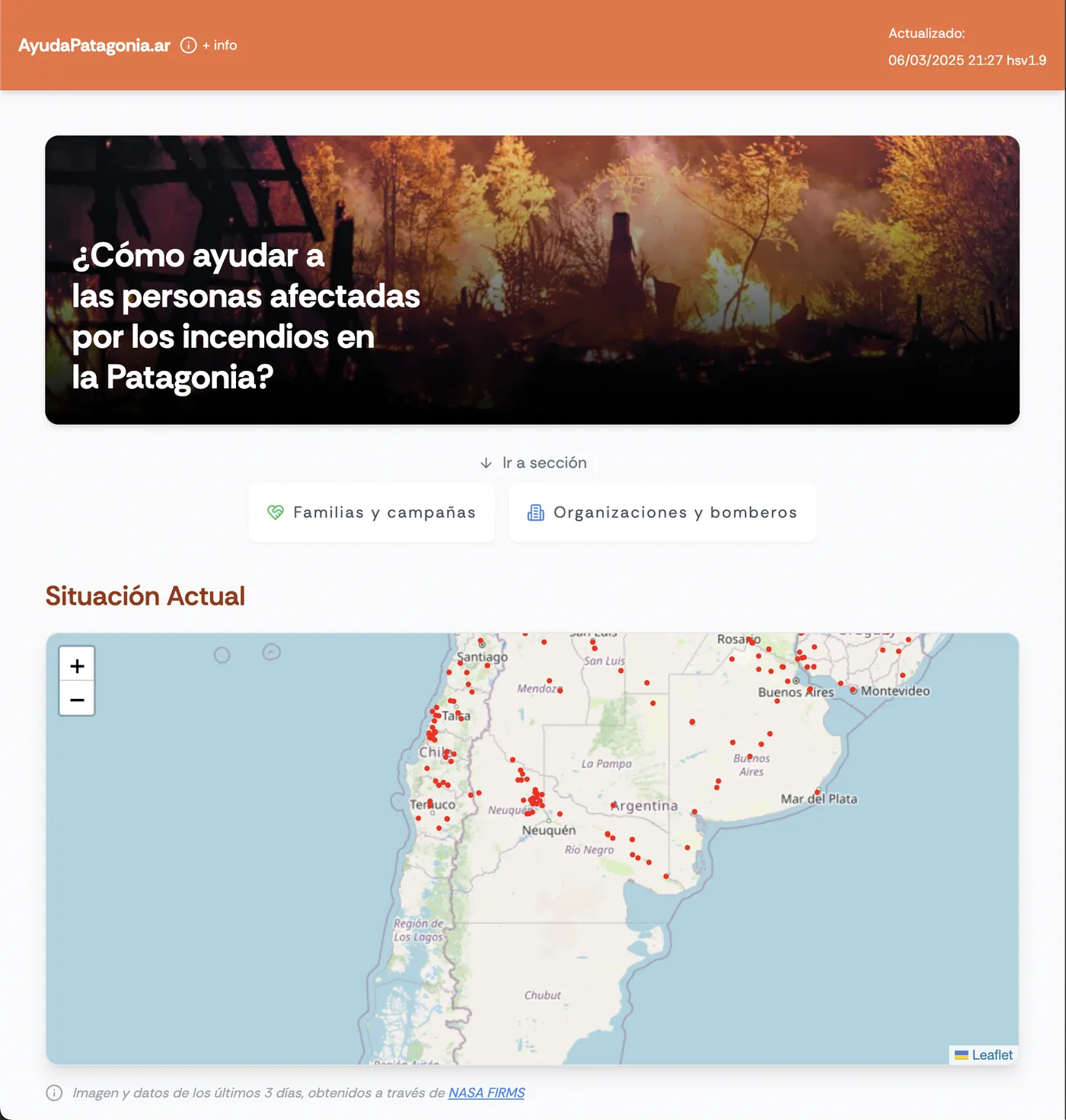 AyudaPatagonia.ar: A Map for Urgent Help During Wildfires project preview